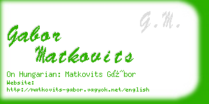 gabor matkovits business card